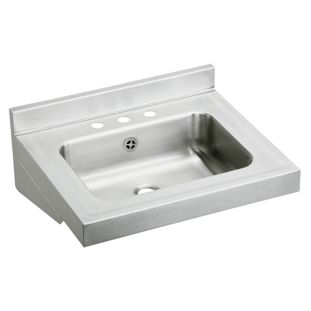 Stainless Steel 22'' x 19'' x 5-1/2'' Wall Hung 3-Hole Lavatory Sink