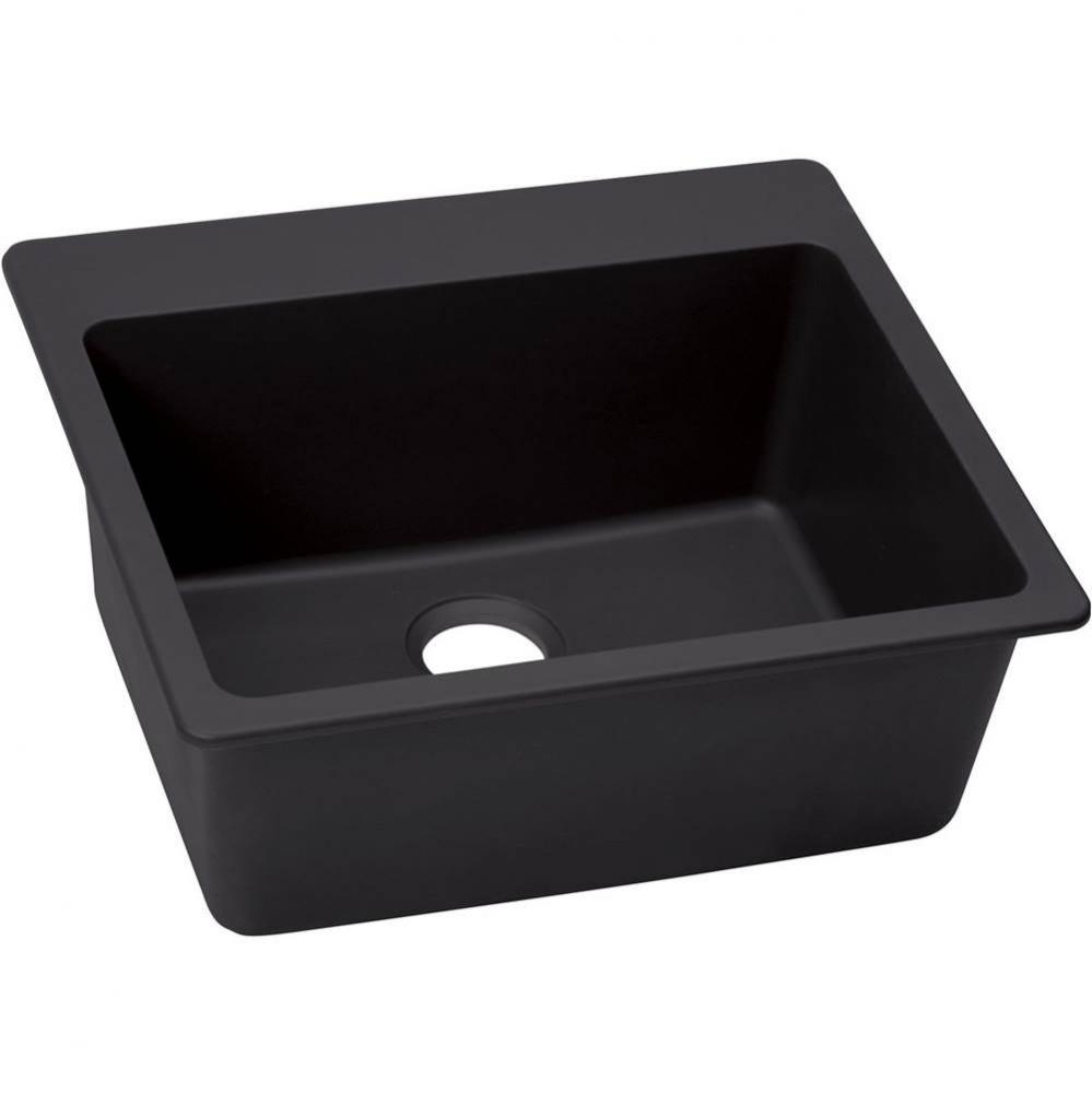 Quartz Luxe 25'' x 22'' x 9-1/2'' Single Bowl Drop-in Sink Caviar