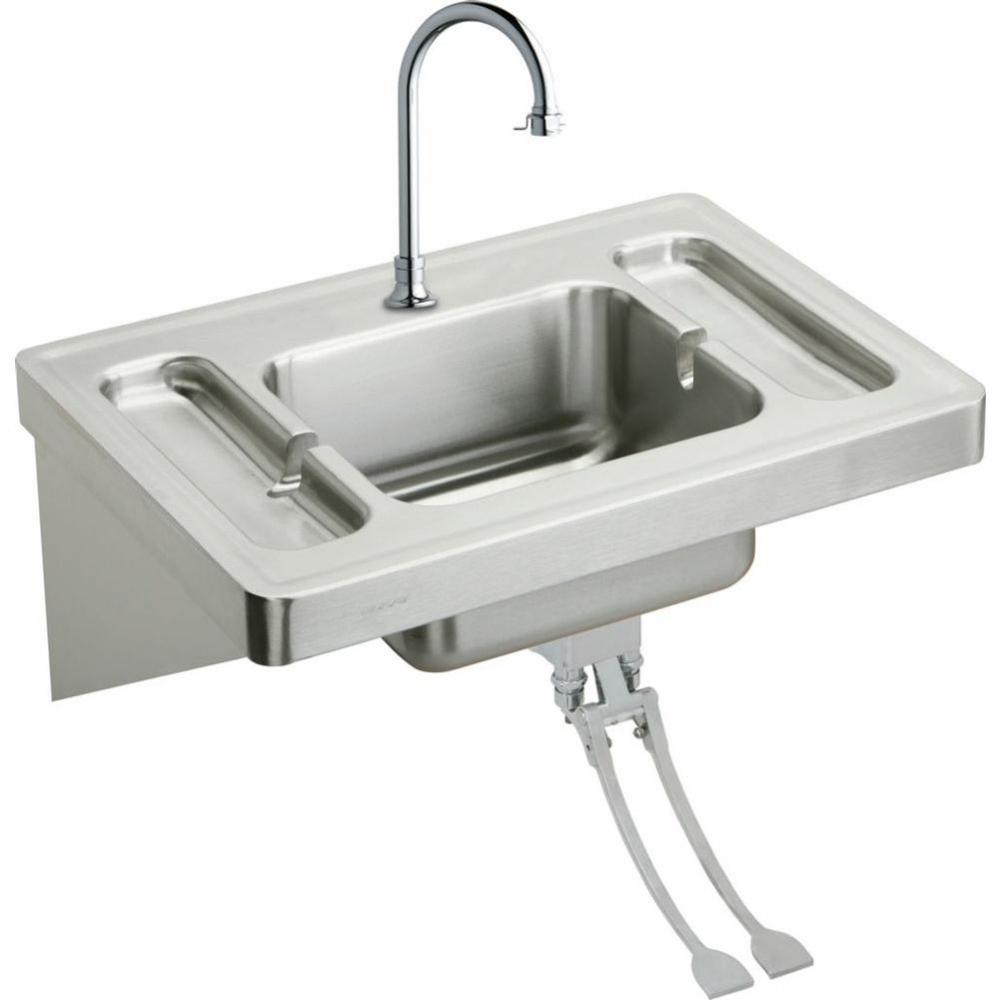Stainless Steel 28'' x 20'' x 7-1/2'', Wall Hung Lavatory Sink Kit