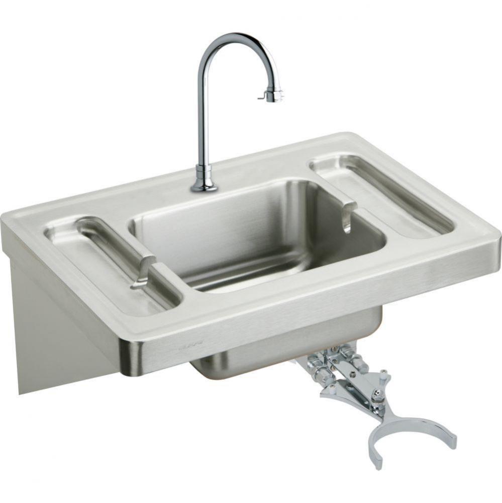 Stainless Steel 28'' x 20'' x 7-1/2'', Wall Hung Lavatory Sink Kit