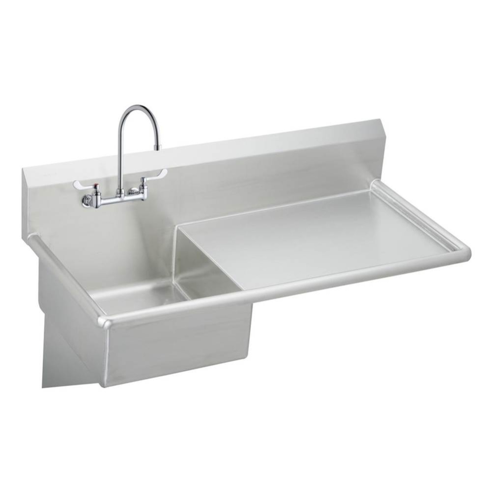 Stainless Steel 49-1/2'' x 24'' x 10 Wall Hung Service Sink Kit w/faucet and g