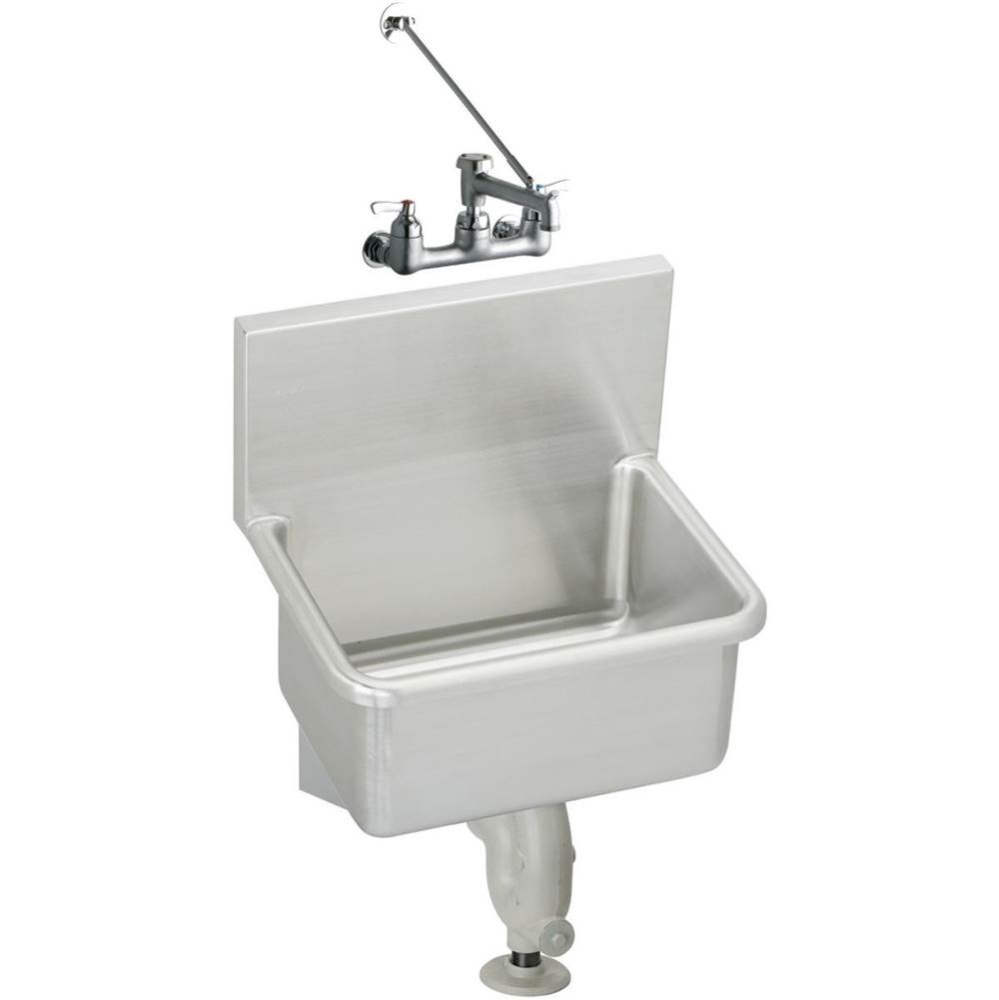 Stainless Steel 23'' x 18-1/2'' x 12 Wall Hung Service Sink Kit w/Bucket Hook