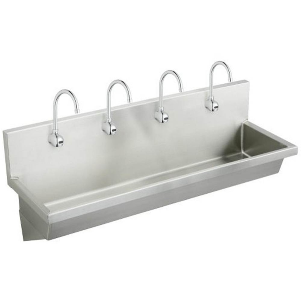 Stainless Steel 96'' x 20'' x 8'' Wall Hung Multiple Station Hand Wa