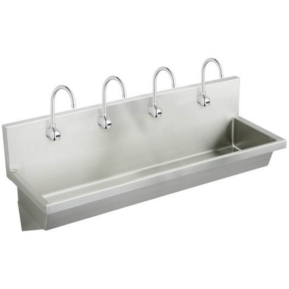 Stainless Steel 96'' x 20'' x 8'' Wall Hung Multiple Station Hand Wa