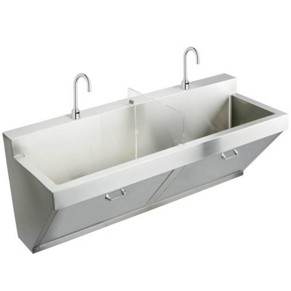 Stainless Steel 60'' x 23'' x 26'' Wall Hung Double Station Surgeon