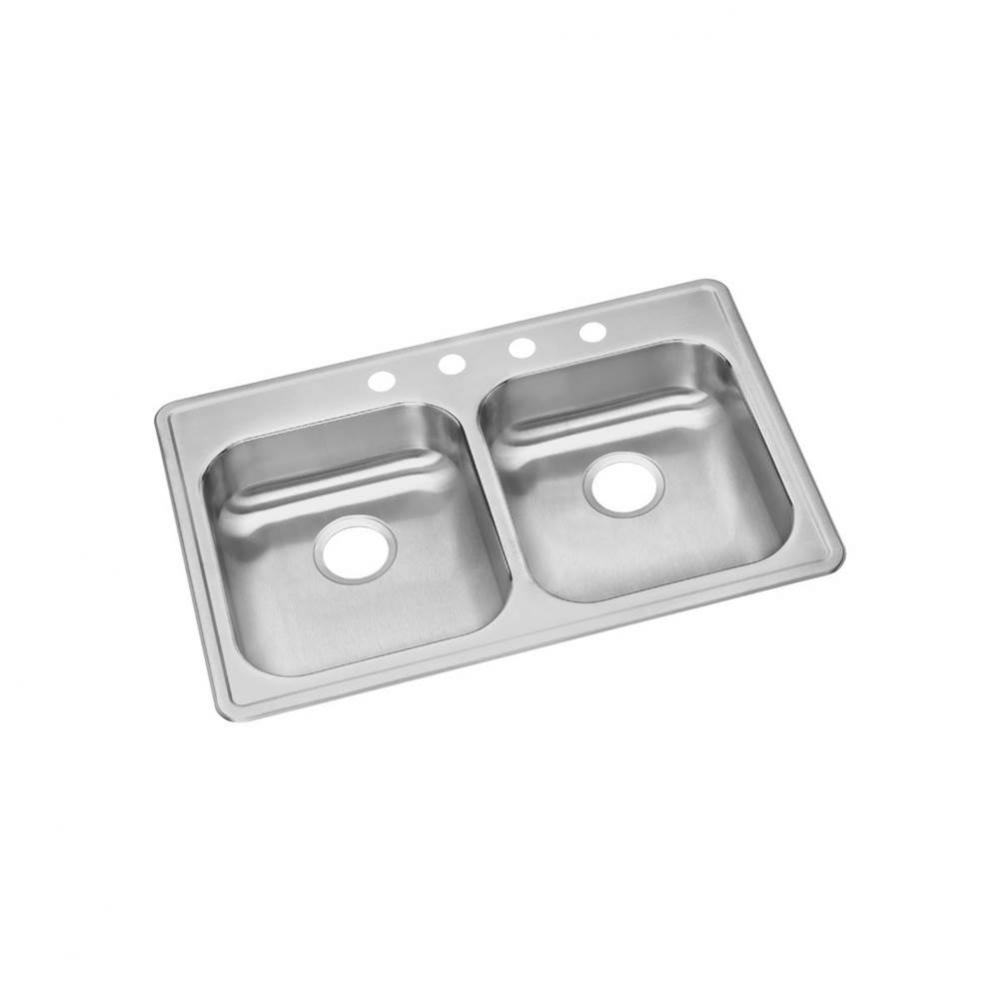Dayton Stainless Steel 33'' x 22'' x 5-3/8'', Equal Double Bowl Drop