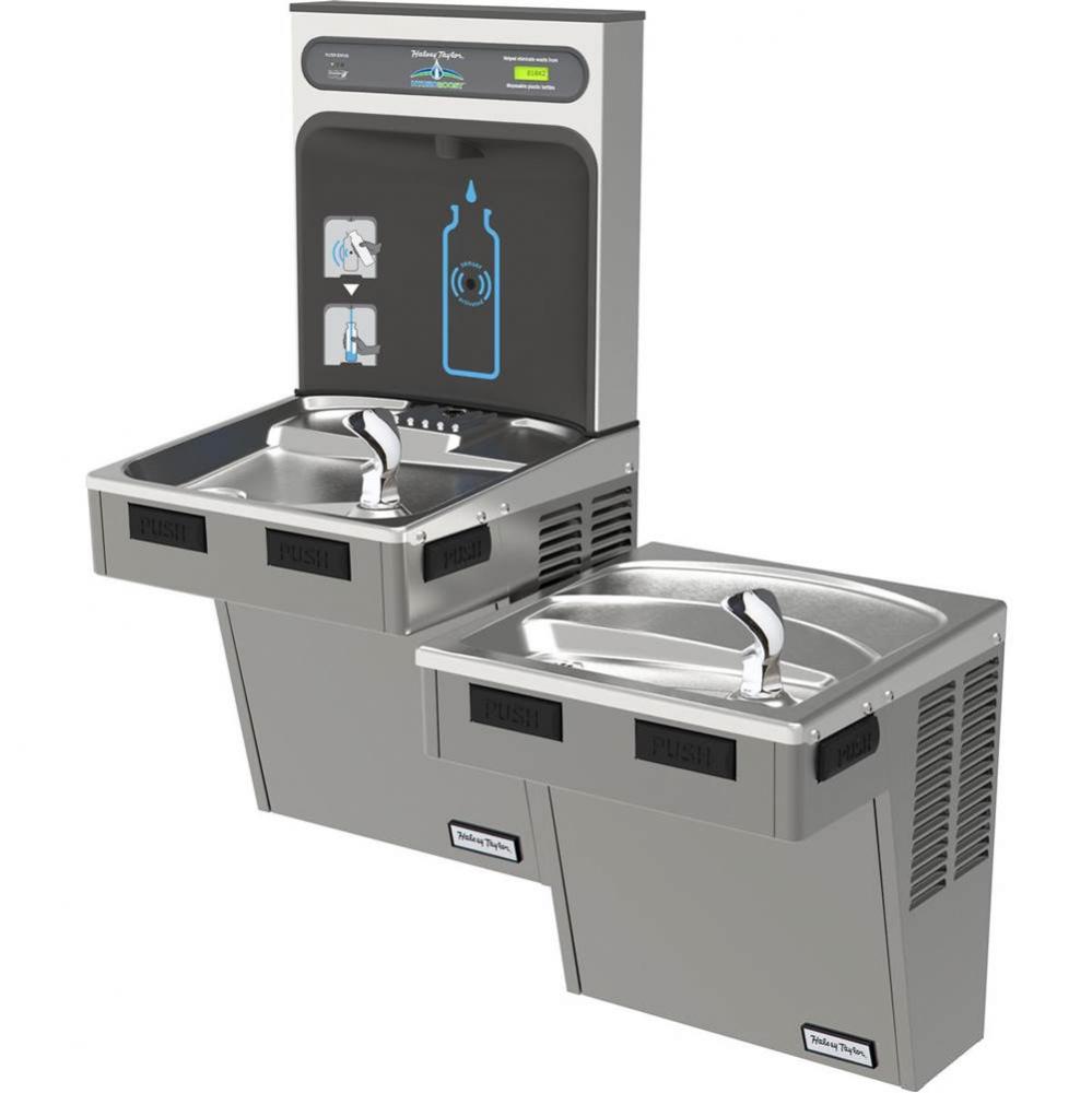 Halsey Taylor HydroBoost Bottle Filling Station, & Bi-Level ADA Cooler, Filtered 8 GPH Platinu