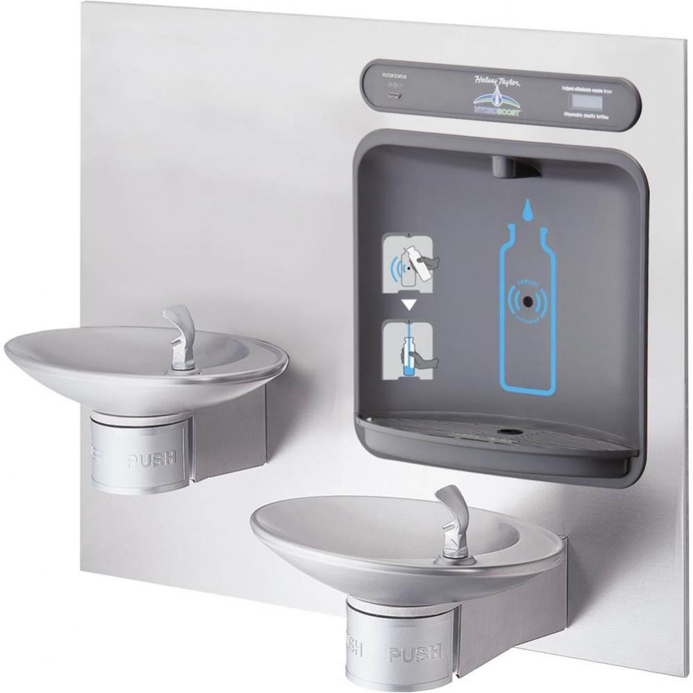 Halsey Taylor HydroBoost Bottle Filling Station & Bi-Level Integral OVL-II Fountain Filtered N