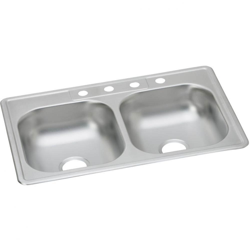 Dayton Stainless Steel 33'' x 22'' x 6-1/16'', 2-Hole Equal Double B