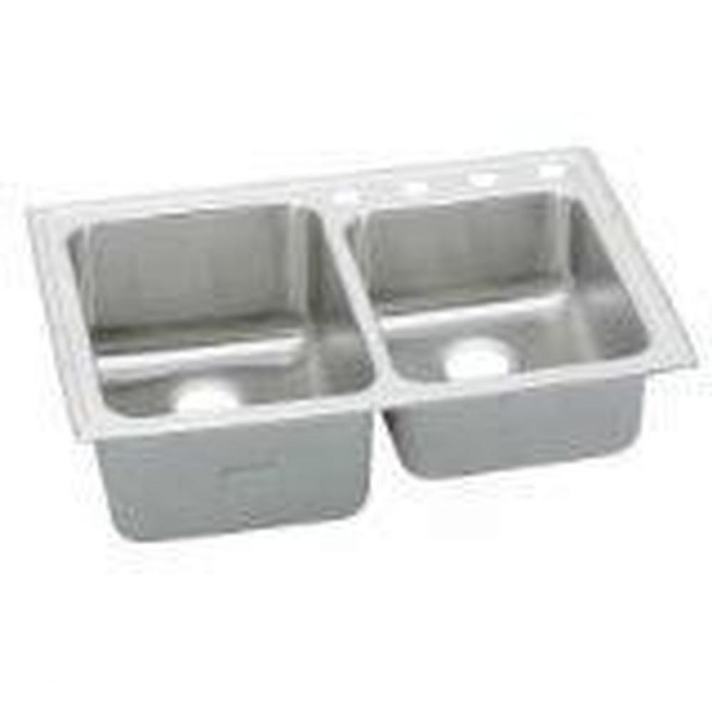 18 Gauge 33'' X 22'' X 10'' Double Bowl Kitchen Sink