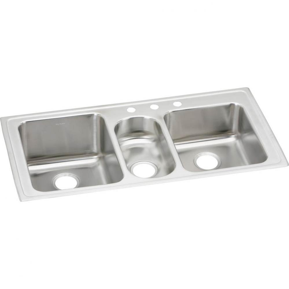 Lustertone Classic Stainless Steel 43'' x 22'' x 10'', Triple Bowl D