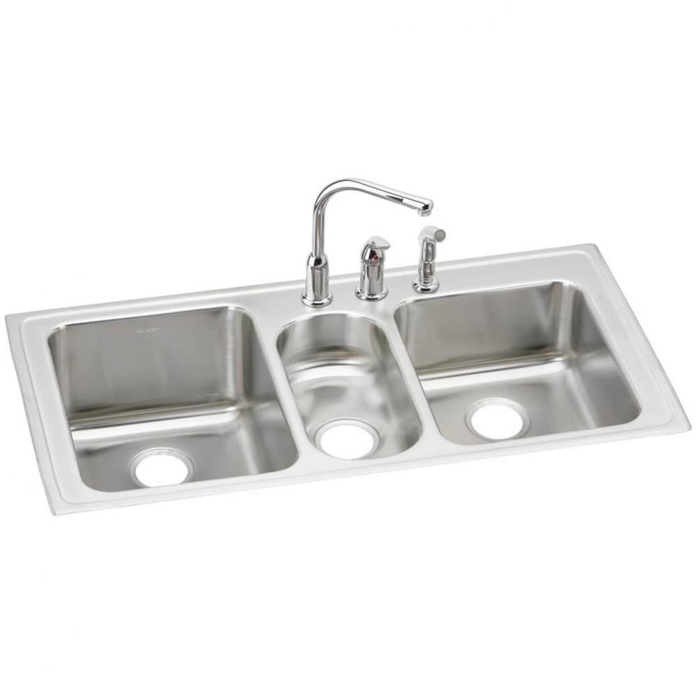 Lustertone Classic Stainless Steel 43'' x 22'' x 10'', Triple Bowl D