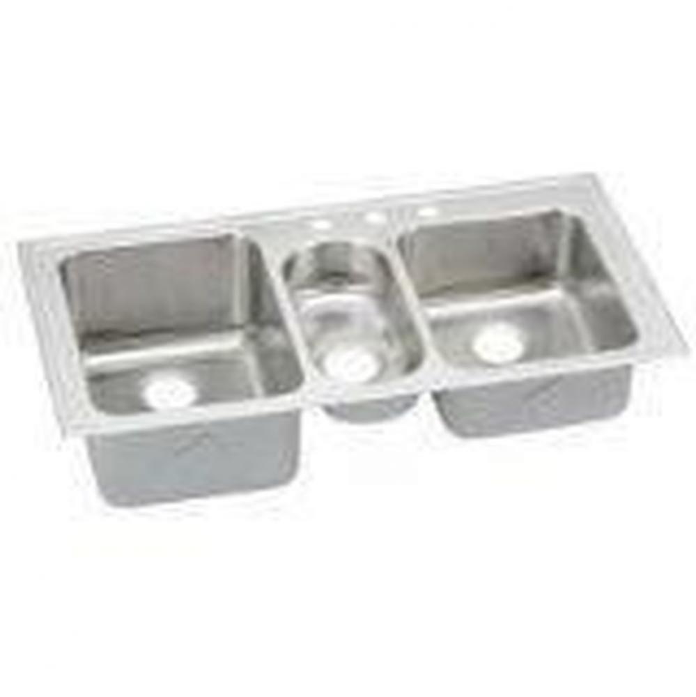 18 Gauge Stainless Steel 43'' x 22'' x 10'' Triple Bowl Drop-in Kitc