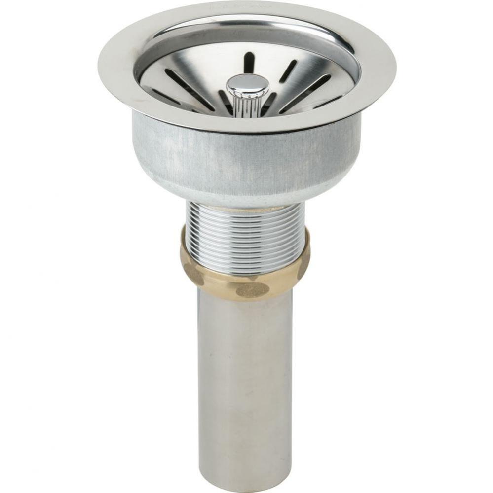 3-1/2'' Drain Fitting Type 316 Stainless Steel Body, Strainer Basket with rubber seal an