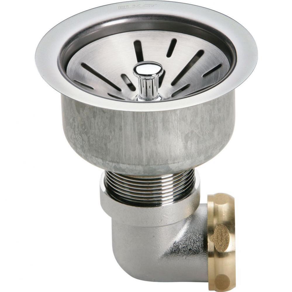 3-1/2'' Drain Fitting Type 304 Stainless Steel Body, Strainer Basket Tailpiece and Elbow