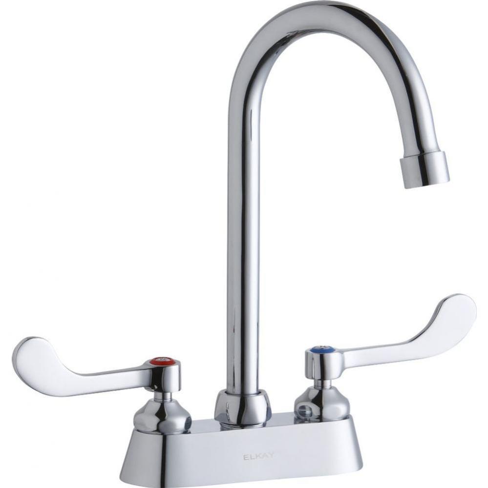 4'' Centerset with Exposed Deck Faucet with 5'' Gooseneck Spout 4''
