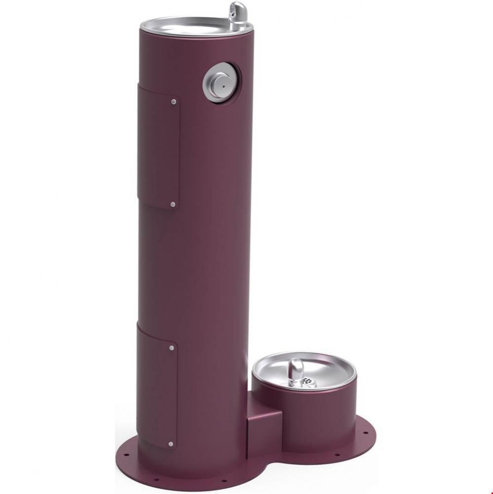 Outdoor Fountain Pedestal with Pet Station Non-Filtered, Non-Refrigerated Purple