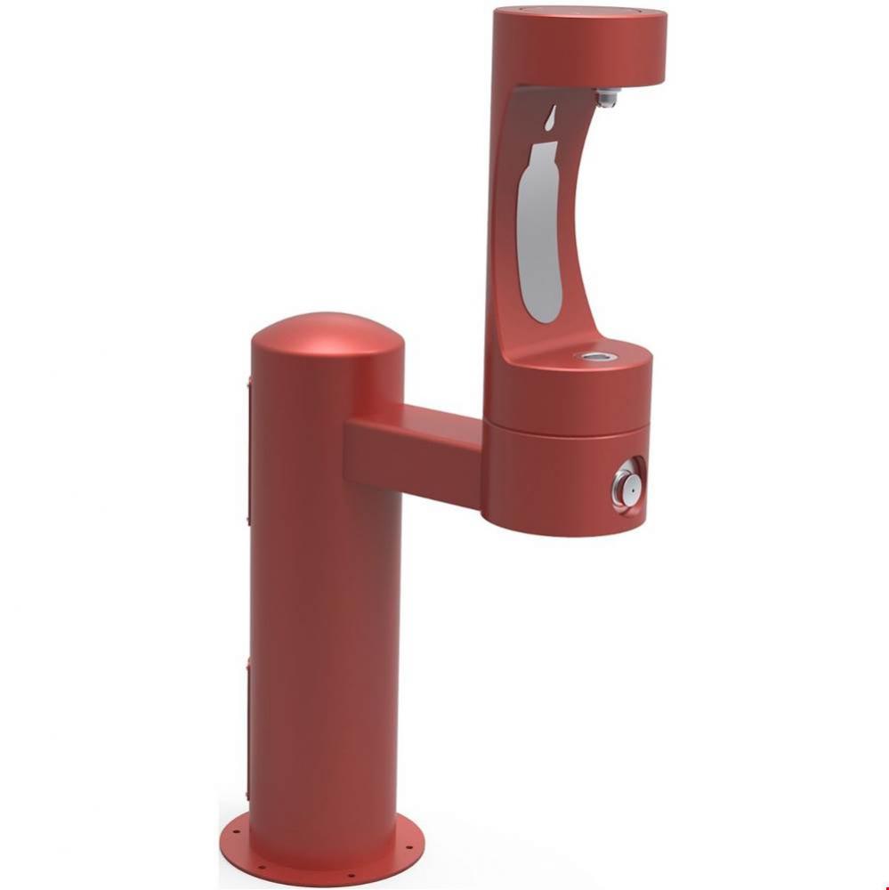 Outdoor ezH2O Bottle Filling Station Single Pedestal, Non-Filtered Non-Refrigerated Red