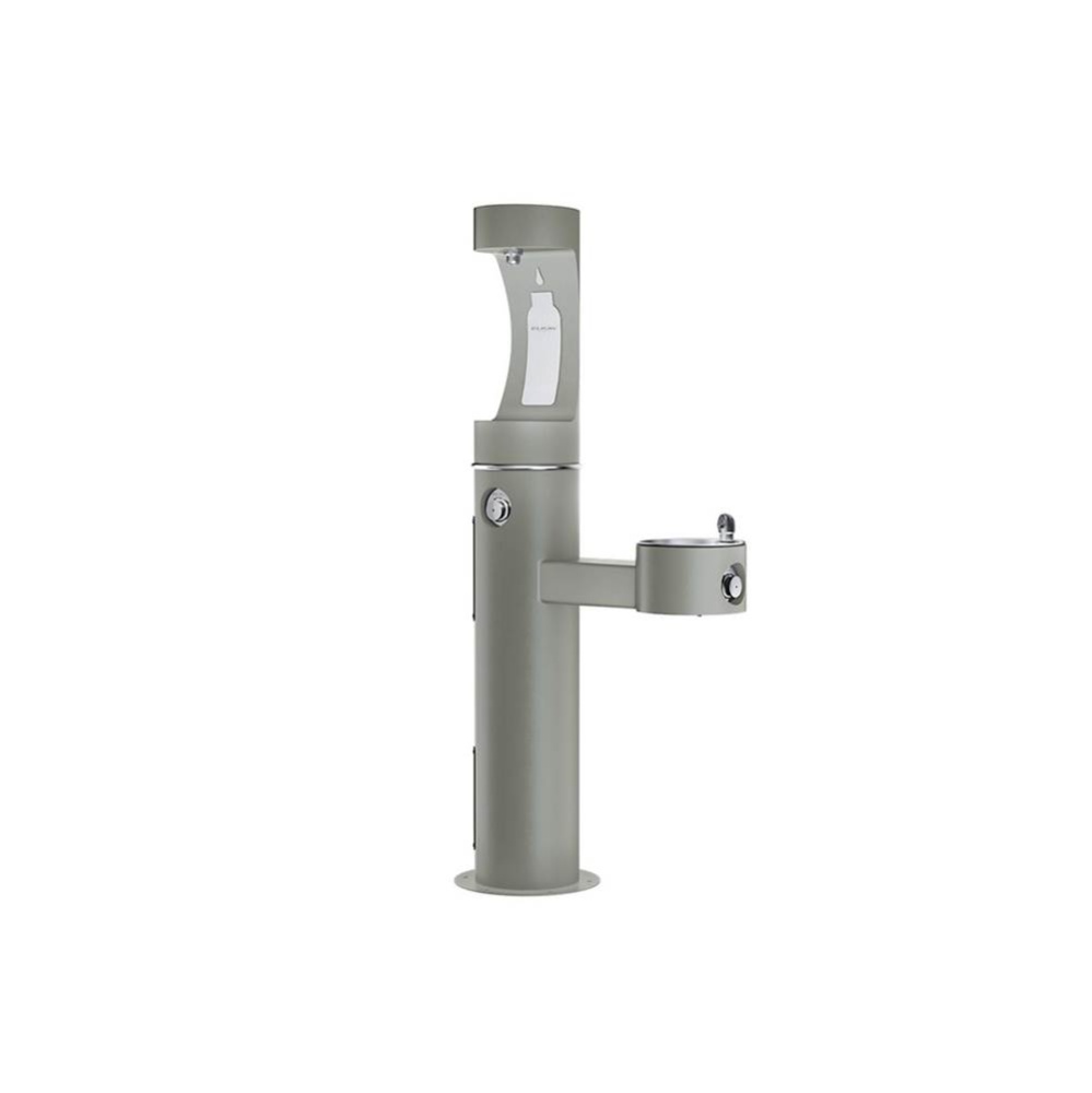 Outdoor ezH2O Upper Bottle Filling Station Bi-Level Pedestal Non-Filtered Non-Refrigerated Gray