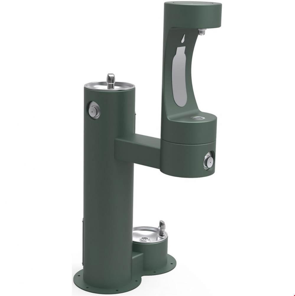 Outdoor ezH2O Lower Bottle Filling Station Bi-Level, Pedestal with Pet Station Non-Filtered Non-Re