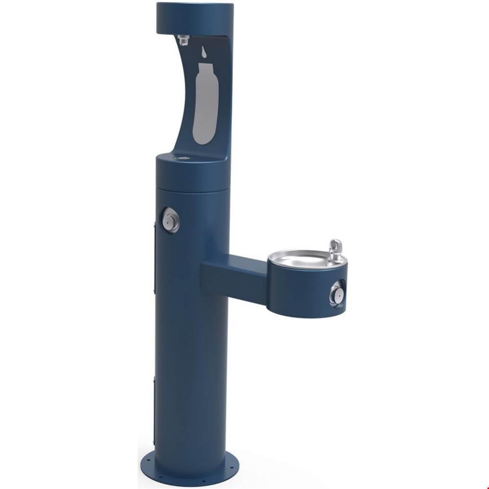 Outdoor ezH2O Upper Bottle Filling Station Bi-Level Pedestal, Non-Filtered Non-Refrigerated Blue