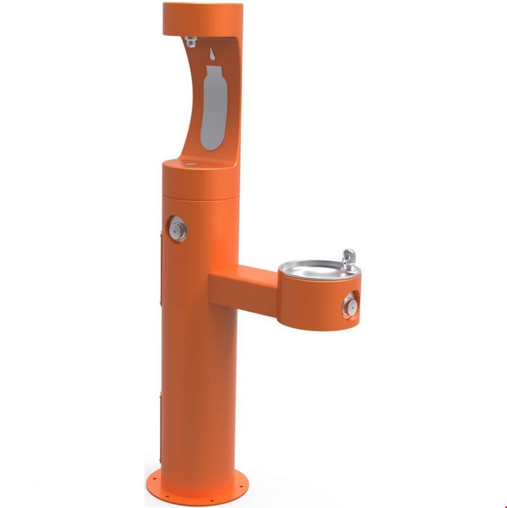 Outdoor ezH2O Upper Bottle Filling Station Bi-Level Pedestal, Non-Filtered Non-Refrigerated Orange