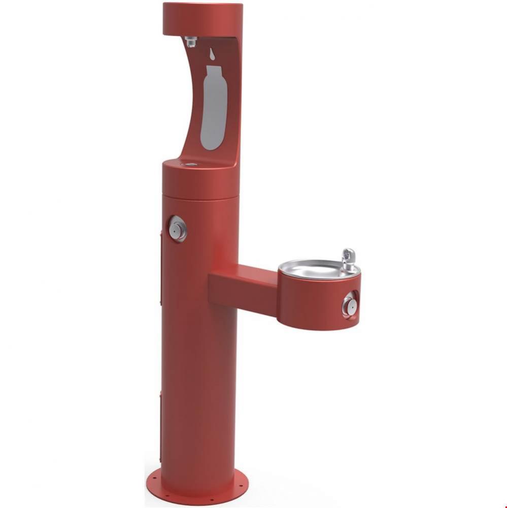 Outdoor ezH2O Upper Bottle Filling Station Bi-Level Pedestal, Non-Filtered Non-Refrigerated Red