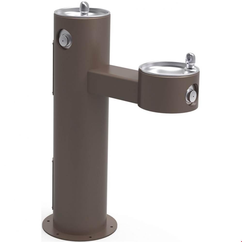 Outdoor Fountain Bi-Level Pedestal Non-Filtered, Non-Refrigerated Brown