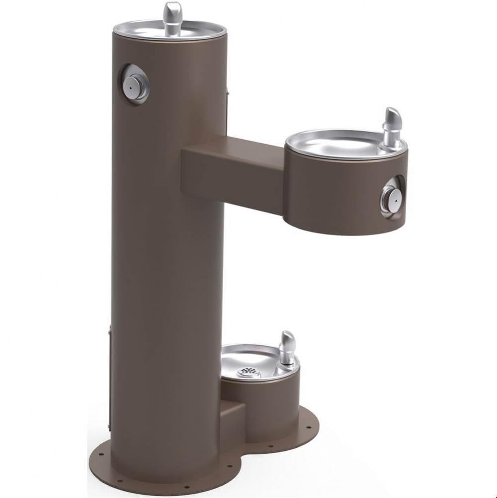 Outdoor Fountain Bi-Level Pedestal with Pet Station, Non-Filtered Non-Refrigerated, Freeze Resista