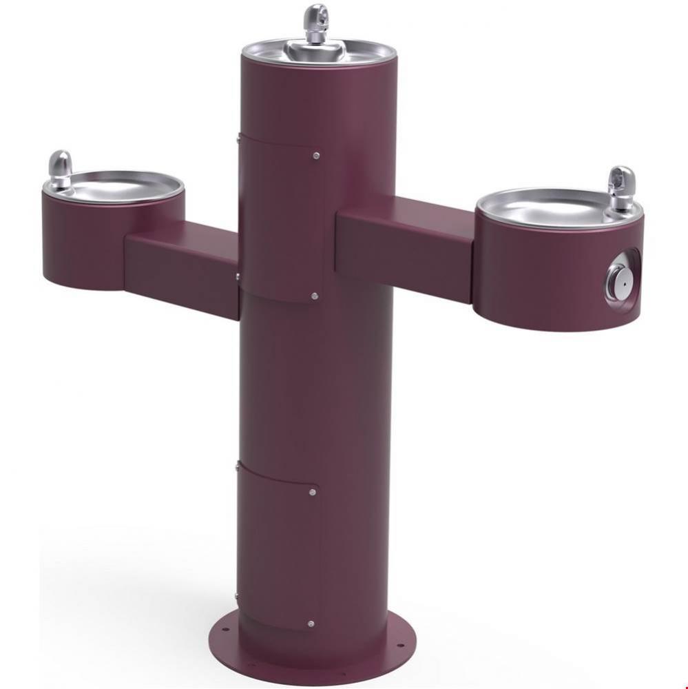 Outdoor Fountain Tri-Level Pedestal Non-Filtered, Non-Refrigerated Purple