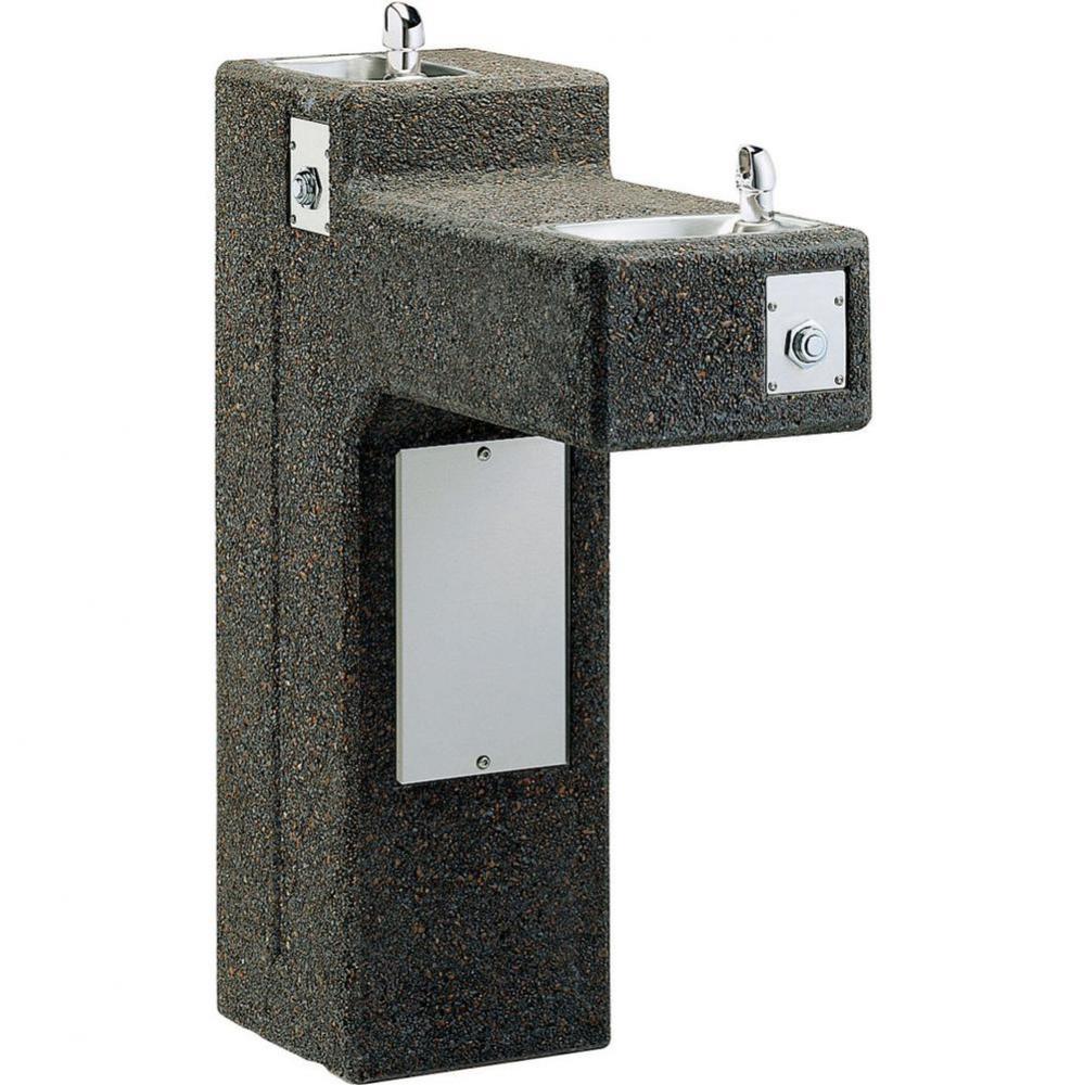 Outdoor Stone Fountain Pedestal Non-Filtered, Non-Refrigerated Freeze Resistant