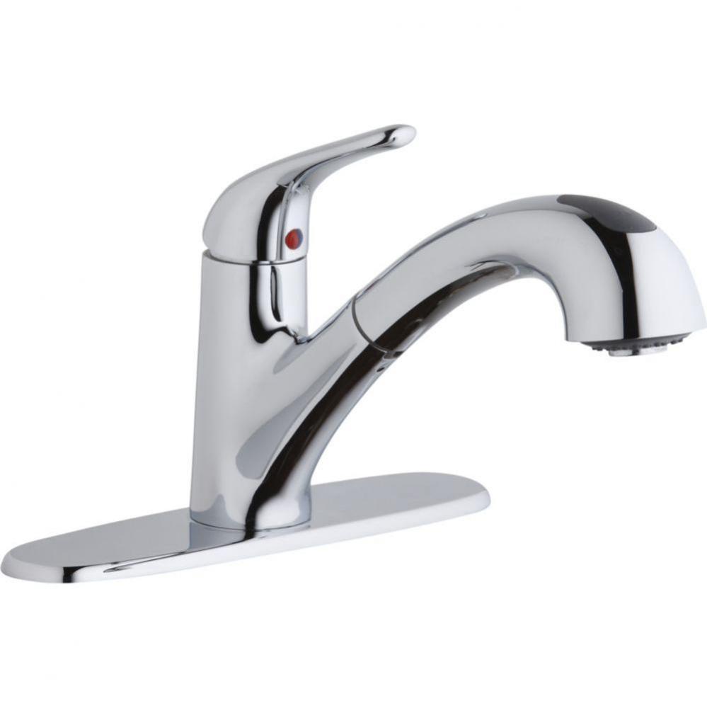 Everyday Single Hole Deck Mount Kitchen Faucet with Pull-out Spray Lever Handle Plus Optional Escu