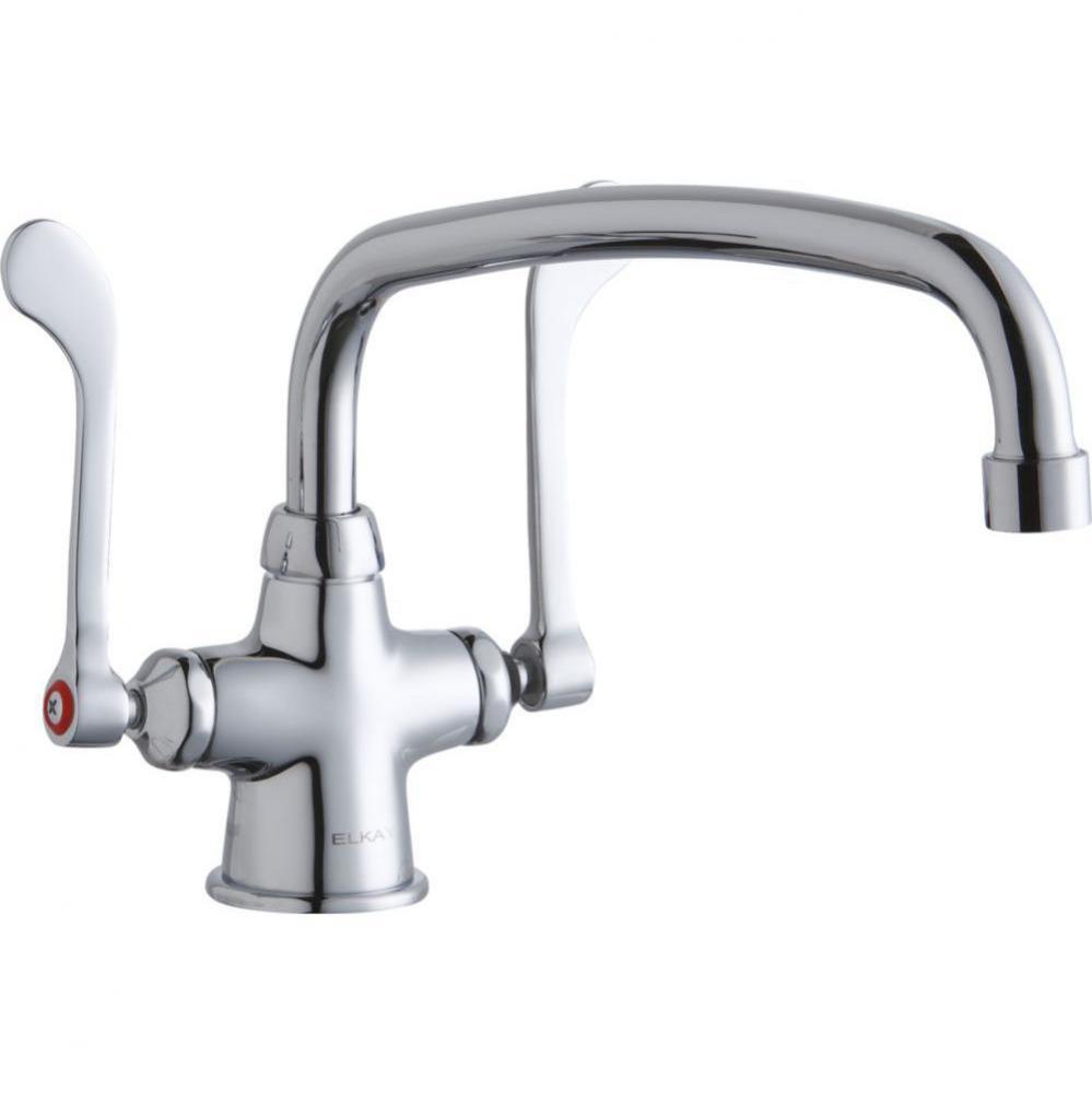 Single Hole with Concealed Deck Faucet with 12'' Arc Tube Spout 6'' Wristblade