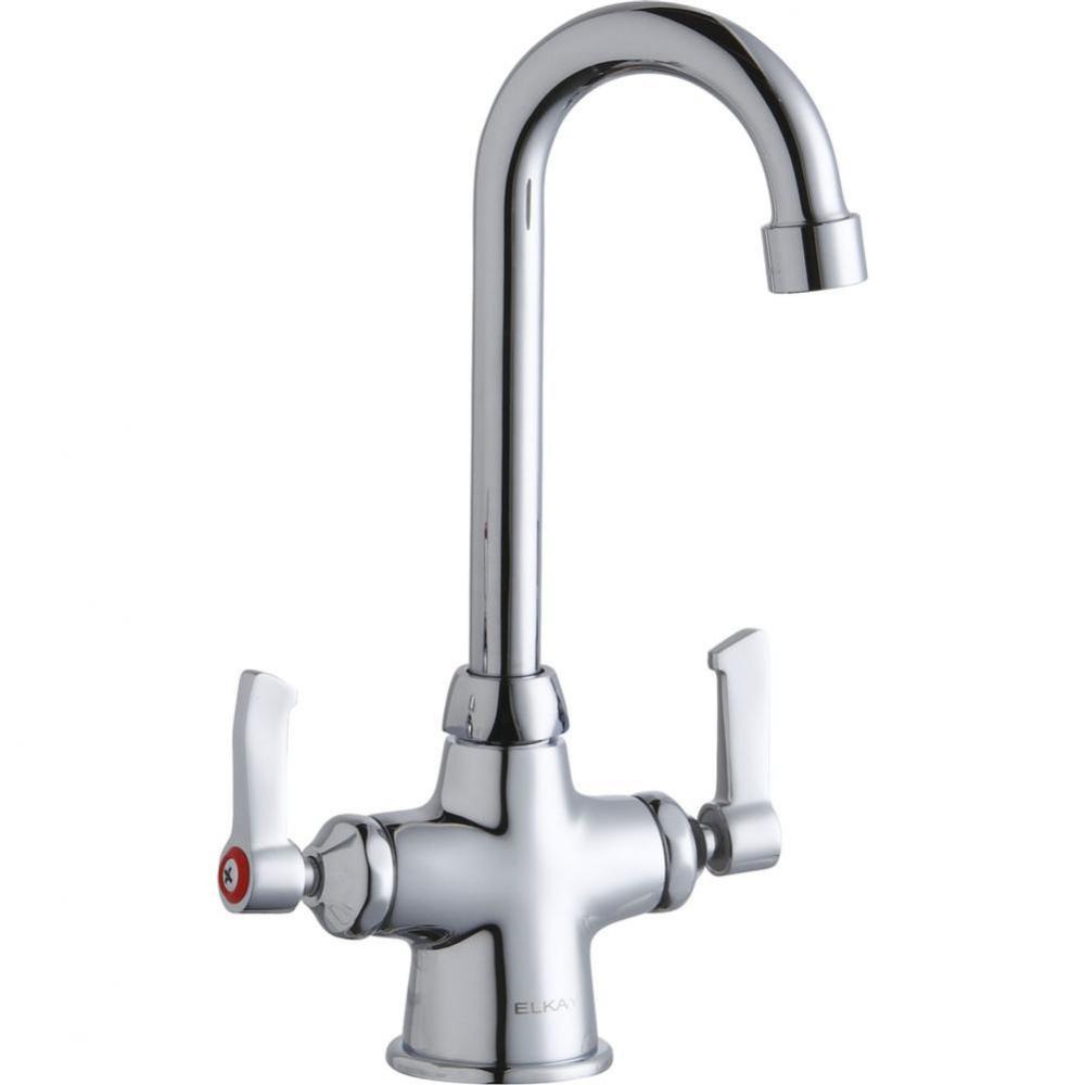 Single Hole with Concealed Deck Faucet with 4'' Gooseneck Spout 2'' Lever Hand