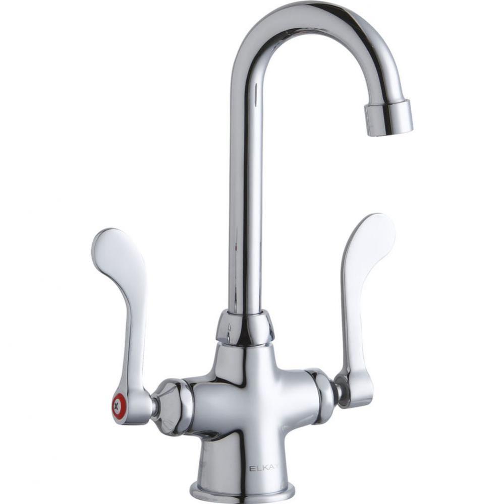 Single Hole with Concealed Deck Faucet with 4'' Gooseneck Spout 4'' Wristblade