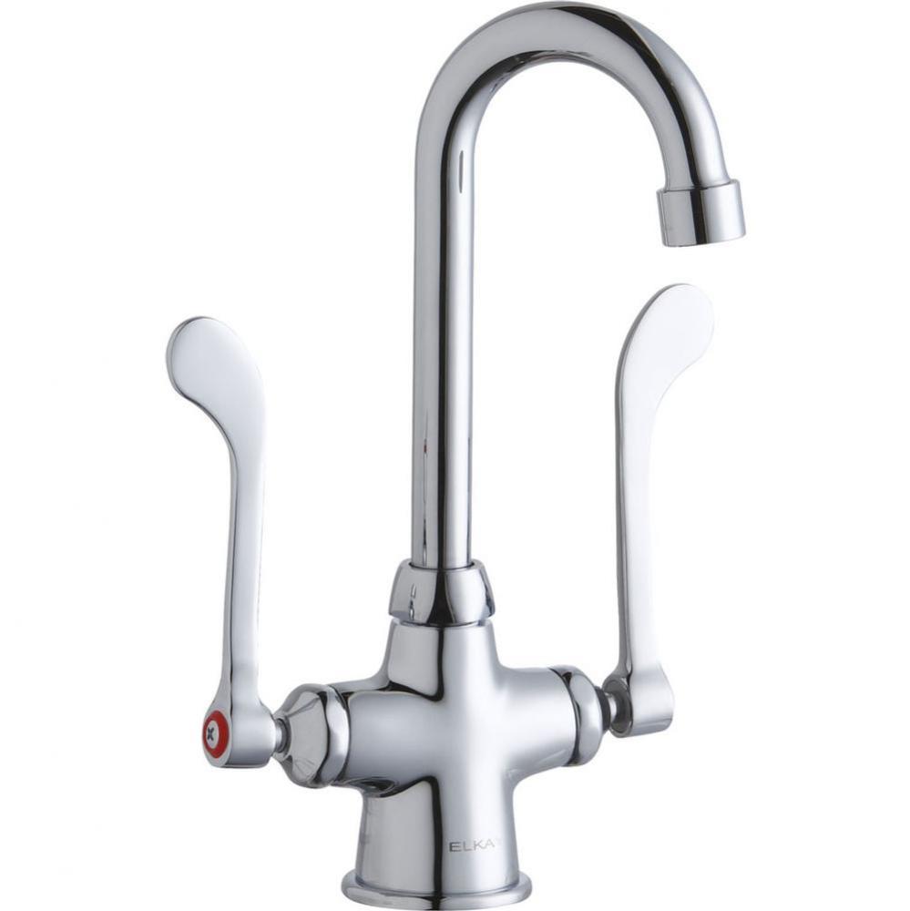 Single Hole with Concealed Deck Faucet with 4'' Gooseneck Spout 6'' Wristblade