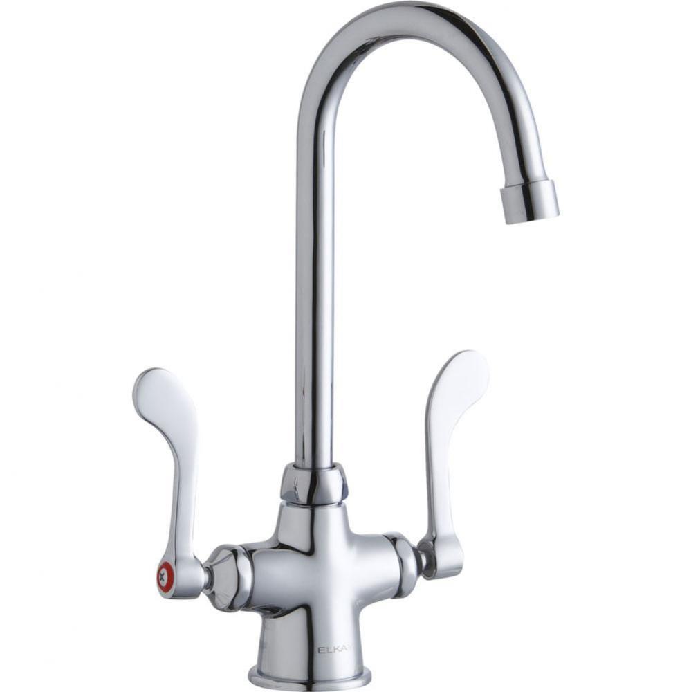 Single Hole with Concealed Deck Faucet with 5'' Gooseneck Spout 4'' Wristblade