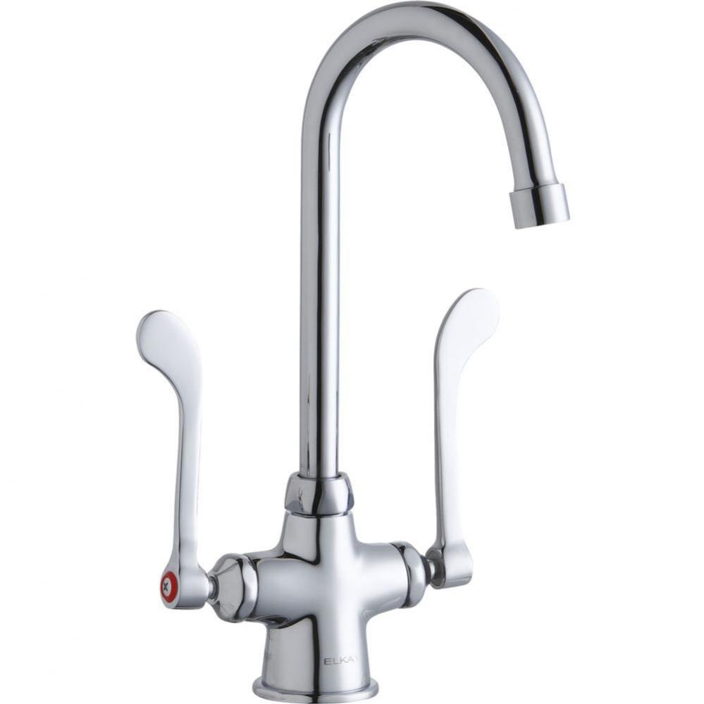 Single Hole with Concealed Deck Faucet with 5'' Gooseneck Spout 6'' Wristblade