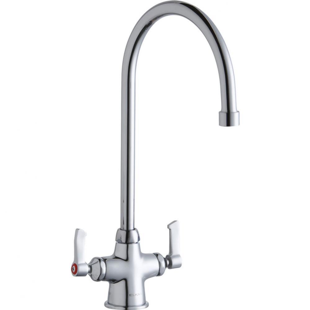 Single Hole with Concealed Deck Faucet with 8'' Gooseneck Spout 2'' Lever Hand