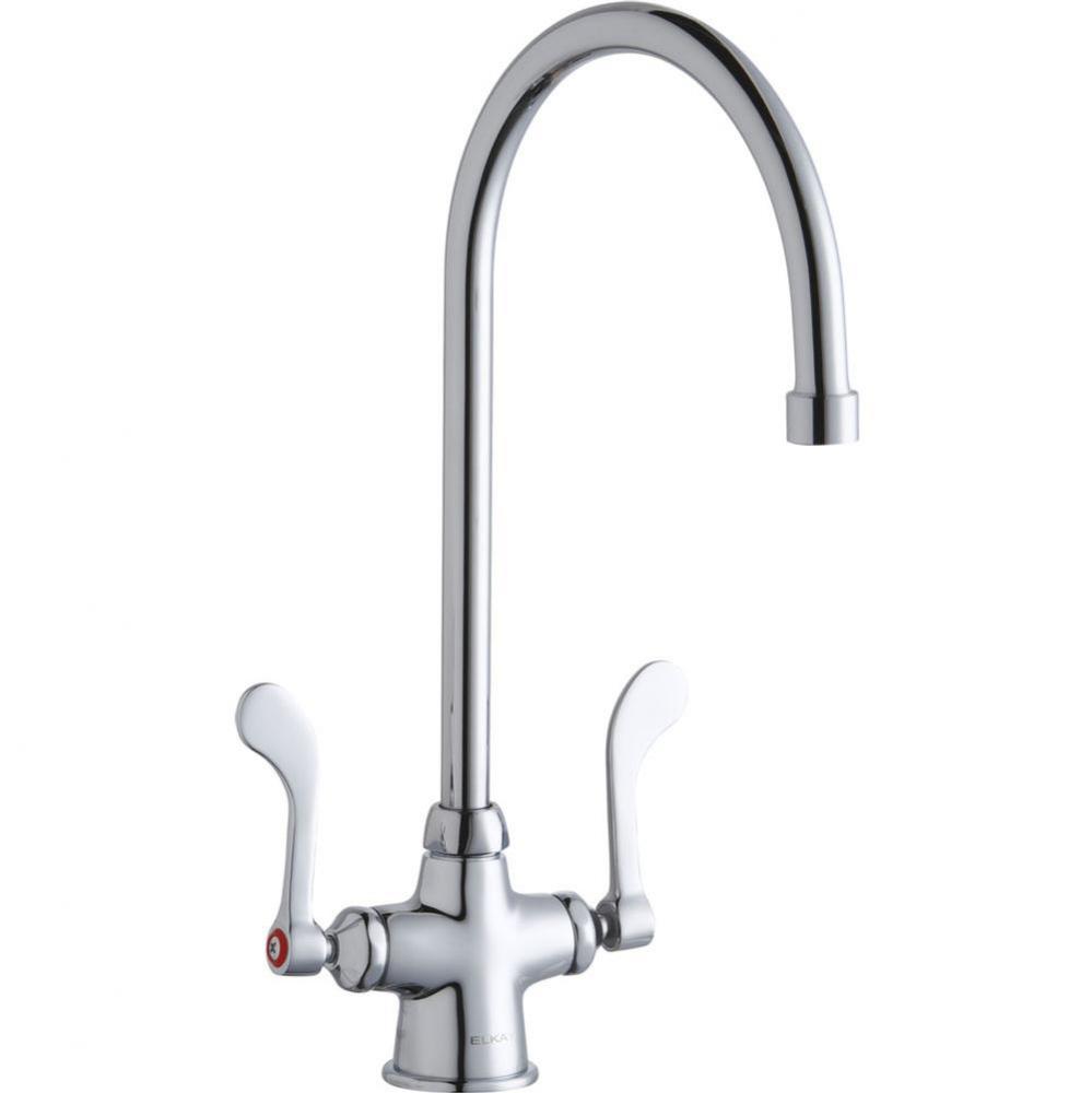 Single Hole with Concealed Deck Faucet with 8'' Gooseneck Spout 4'' Wristblade