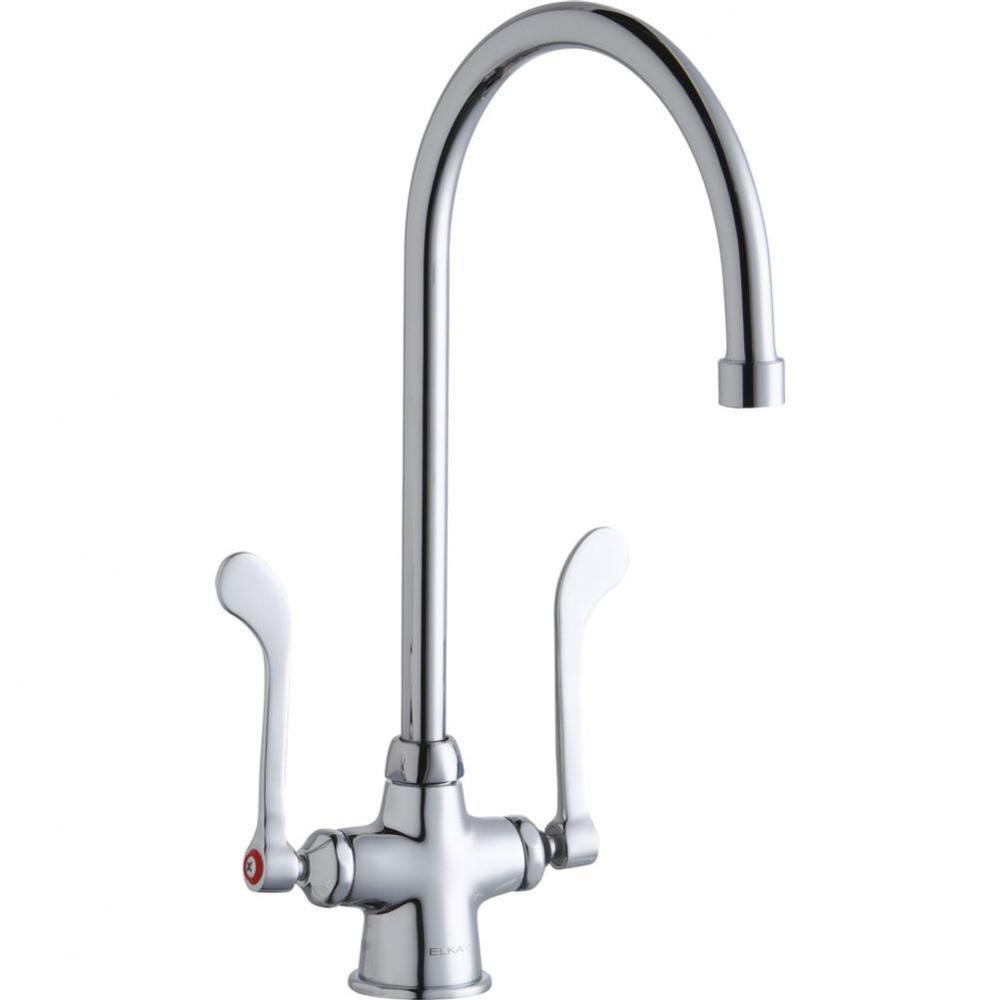 Single Hole with Concealed Deck Faucet with 8'' Gooseneck Spout 6'' Wristblade