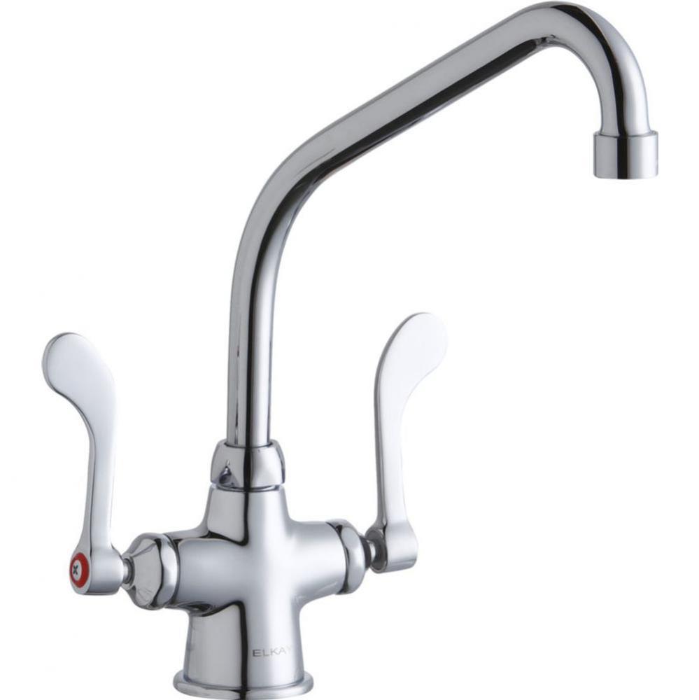 Single Hole with Concealed Deck Faucet with 8'' High Arc Spout 4'' Wristblade