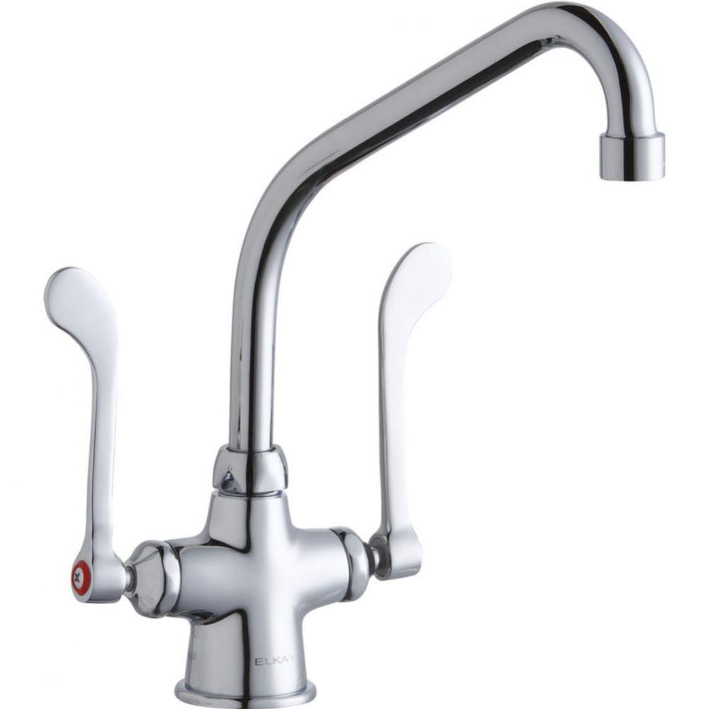 Single Hole with Concealed Deck Faucet with 8'' High Arc Spout 6'' Wristblade