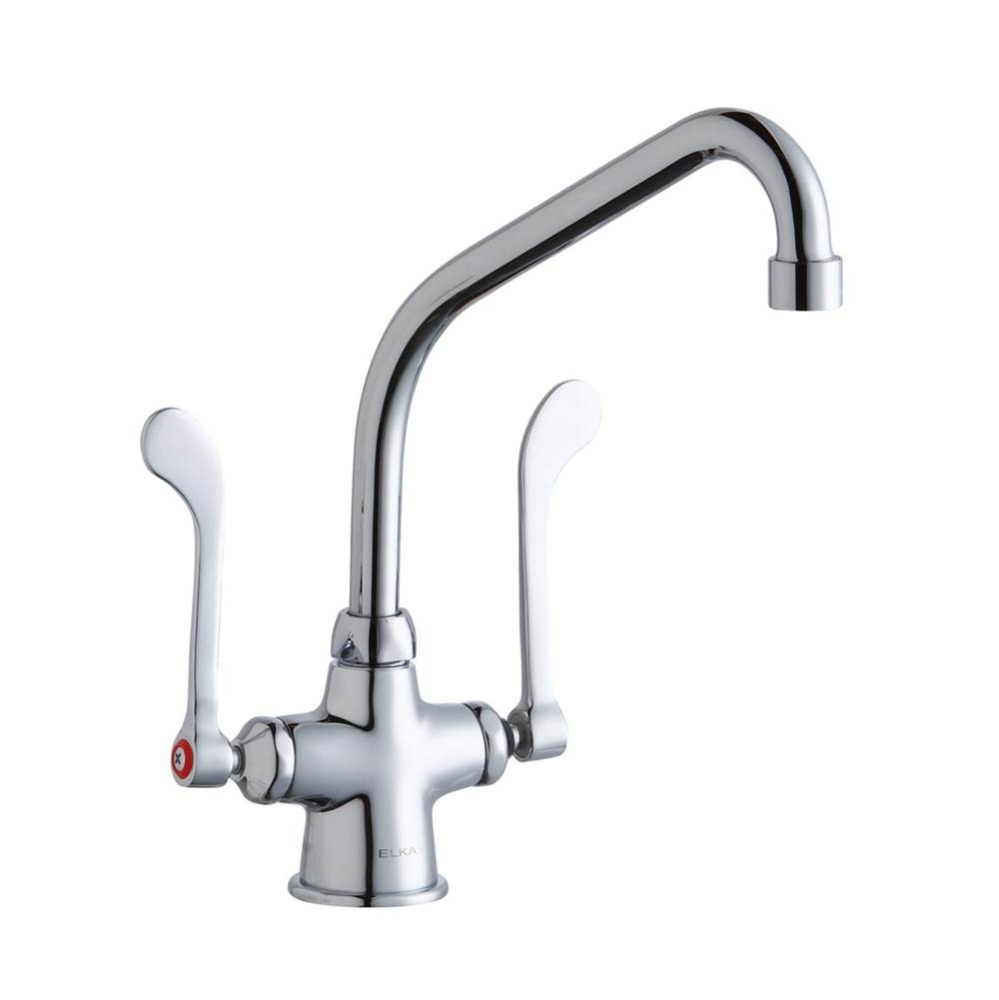 Single Hole with Concealed Deck Faucet with 8'' High Arc Spout 6'' Wristblade
