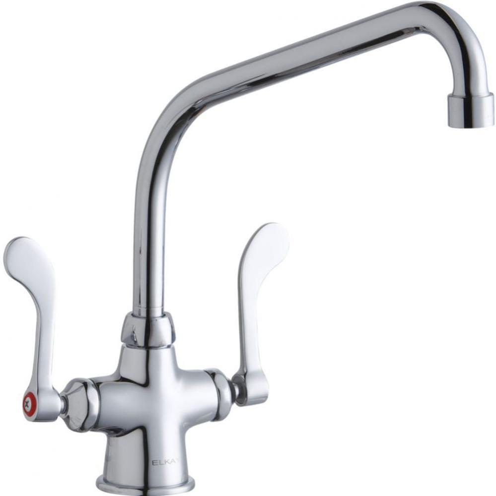 Single Hole with Concealed Deck Faucet with 10'' High Arc Spout 4'' Wristblade