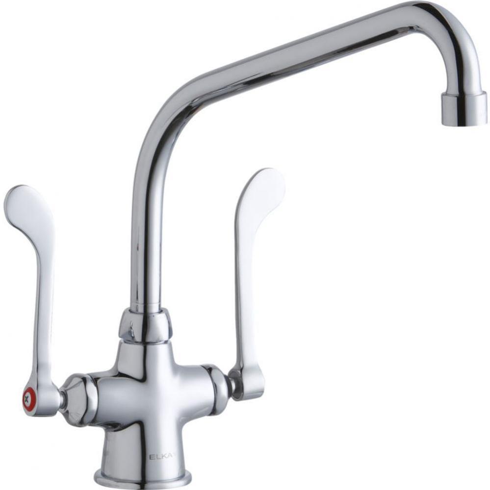 Single Hole with Concealed Deck Faucet with 10'' High Arc Spout 6'' Wristblade