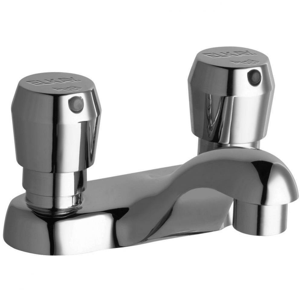 Single Hole Deck Mount Metered Lavatory Faucet with 4'' Cast Fixed Spout Push Button Han