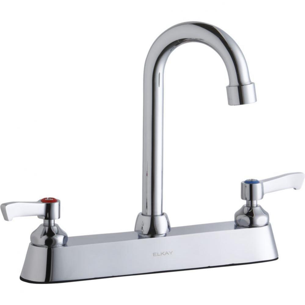 8'' Centerset with Exposed Deck Faucet with 4'' Gooseneck Spout 2''