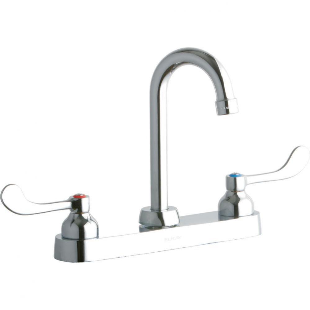 8'' Centerset with Exposed Deck Faucet with 4'' Gooseneck Spout 4''