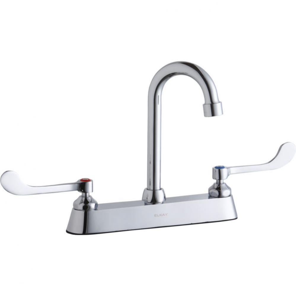 8'' Centerset with Exposed Deck Faucet with 4'' Gooseneck Spout 6''